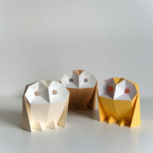 Three Barn Owl's in Sandy Beige, Sienna and Cadmium Yellow